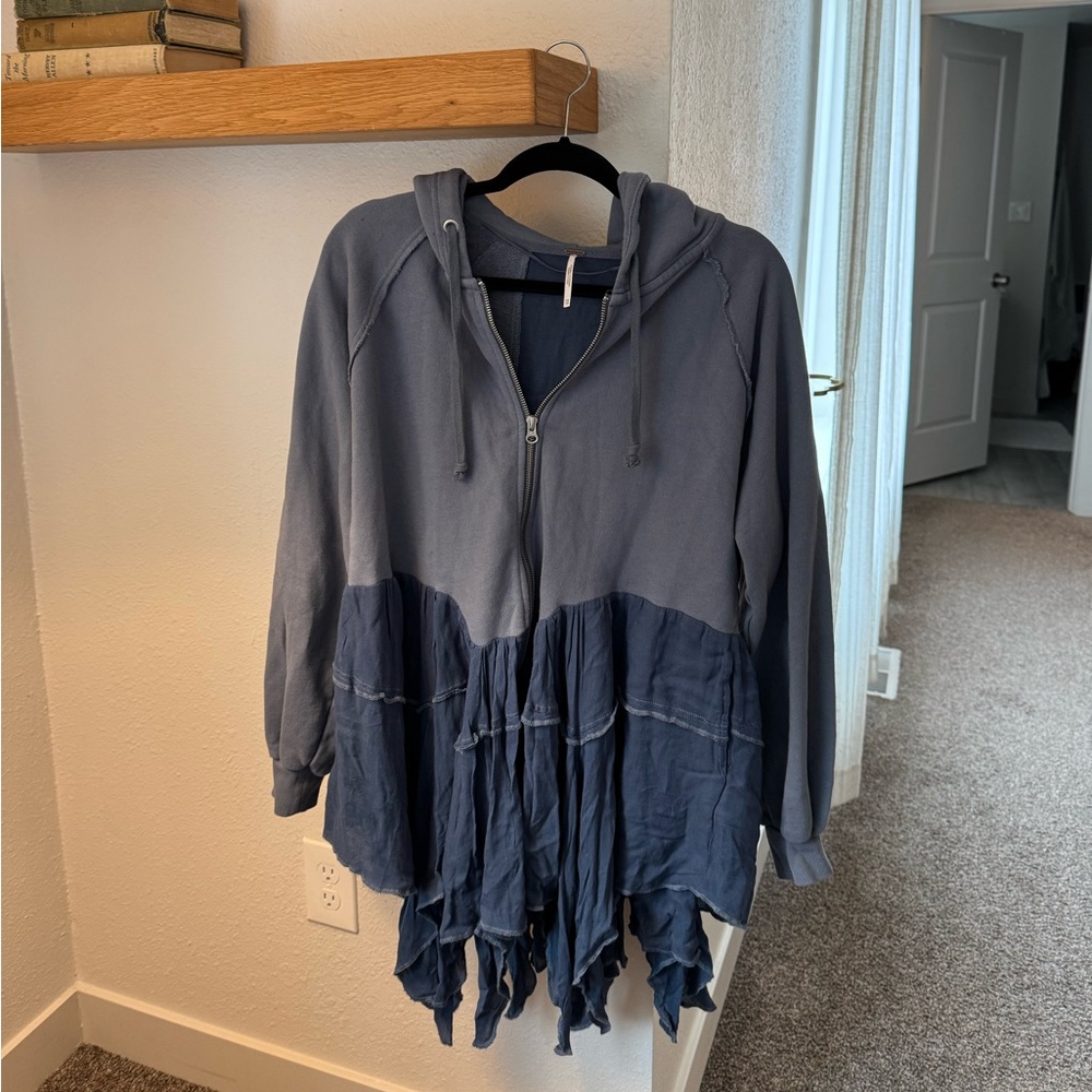 Free People Moon Dust Cardi in Washed Denim Blue